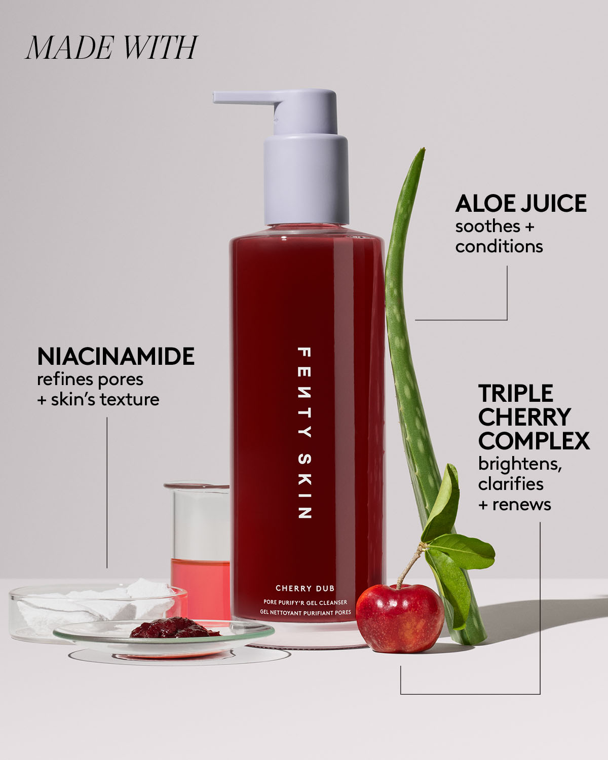 Cherry Dub Gel Cleanser with Niacinamide & Aloe for Oily Skin