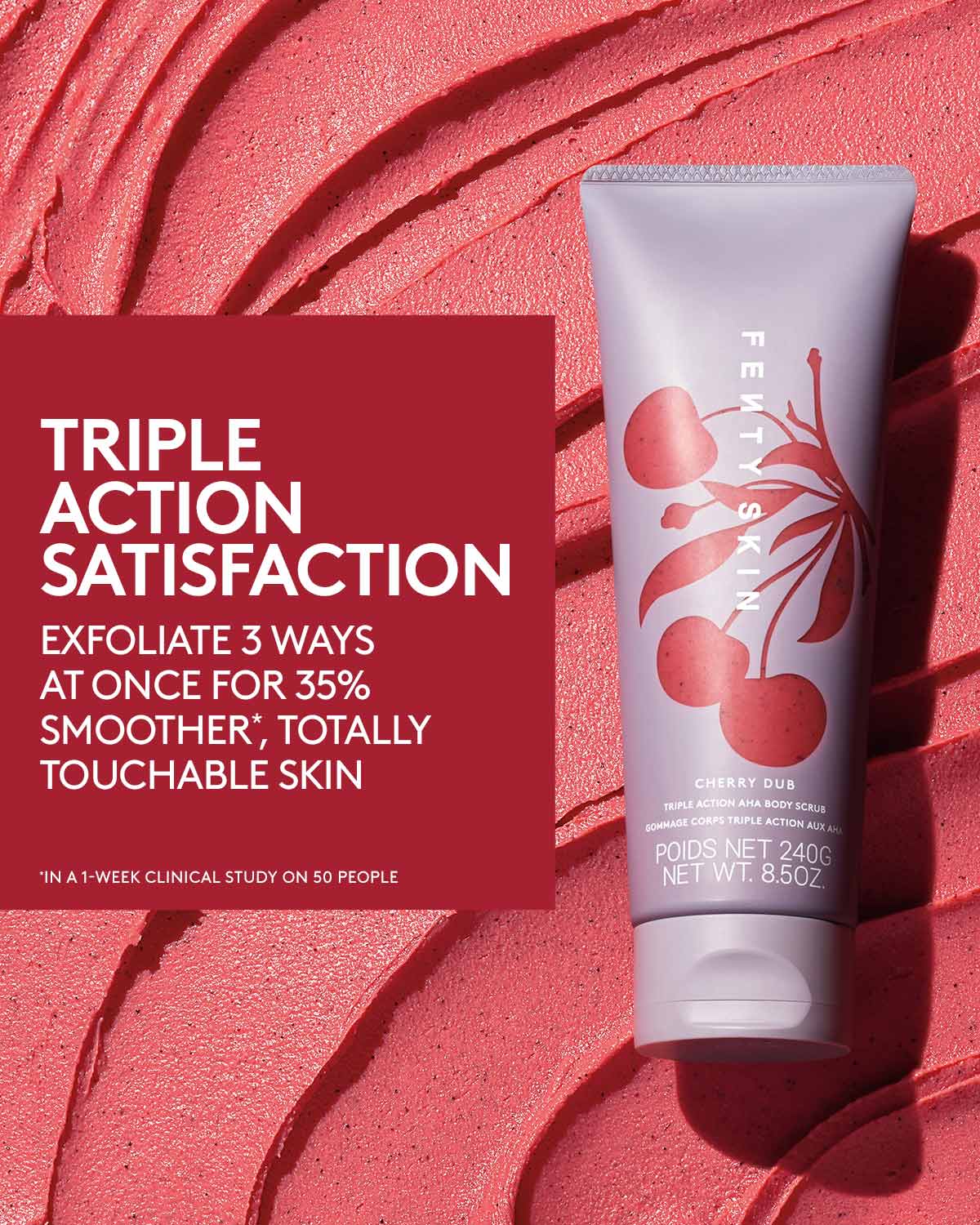 Cherry Dub AHA Body Scrub for Smooth Skin with Fruit Enzymes