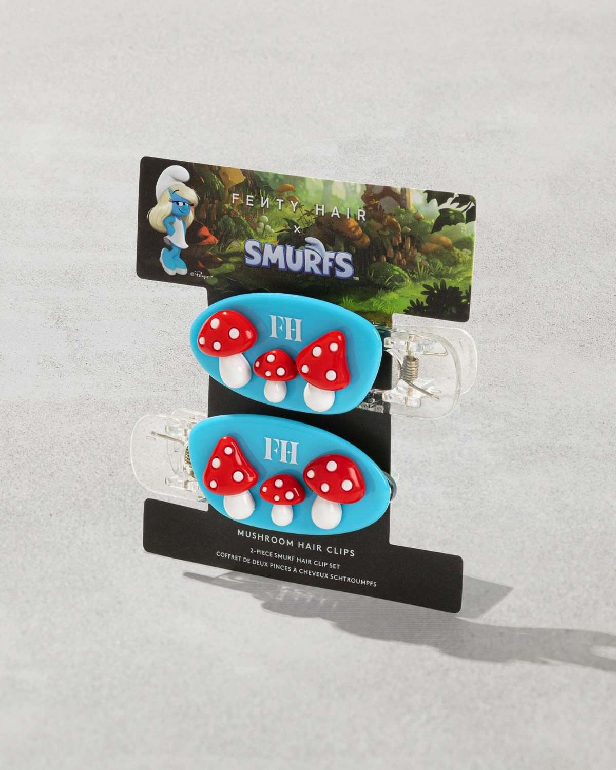Smurfette-Inspired Mushroom Hair Clips - 2-Piece Set