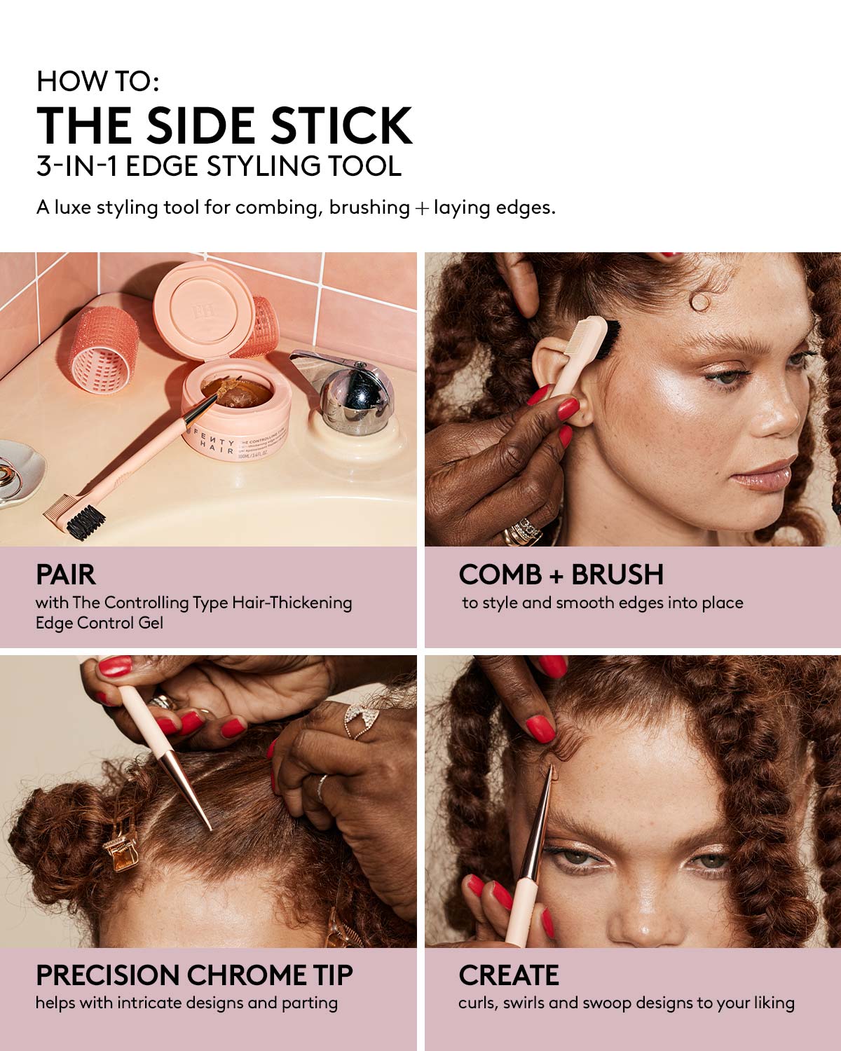 3-in-1 Edge Styling Tool for Hair Combing & Precise Parting