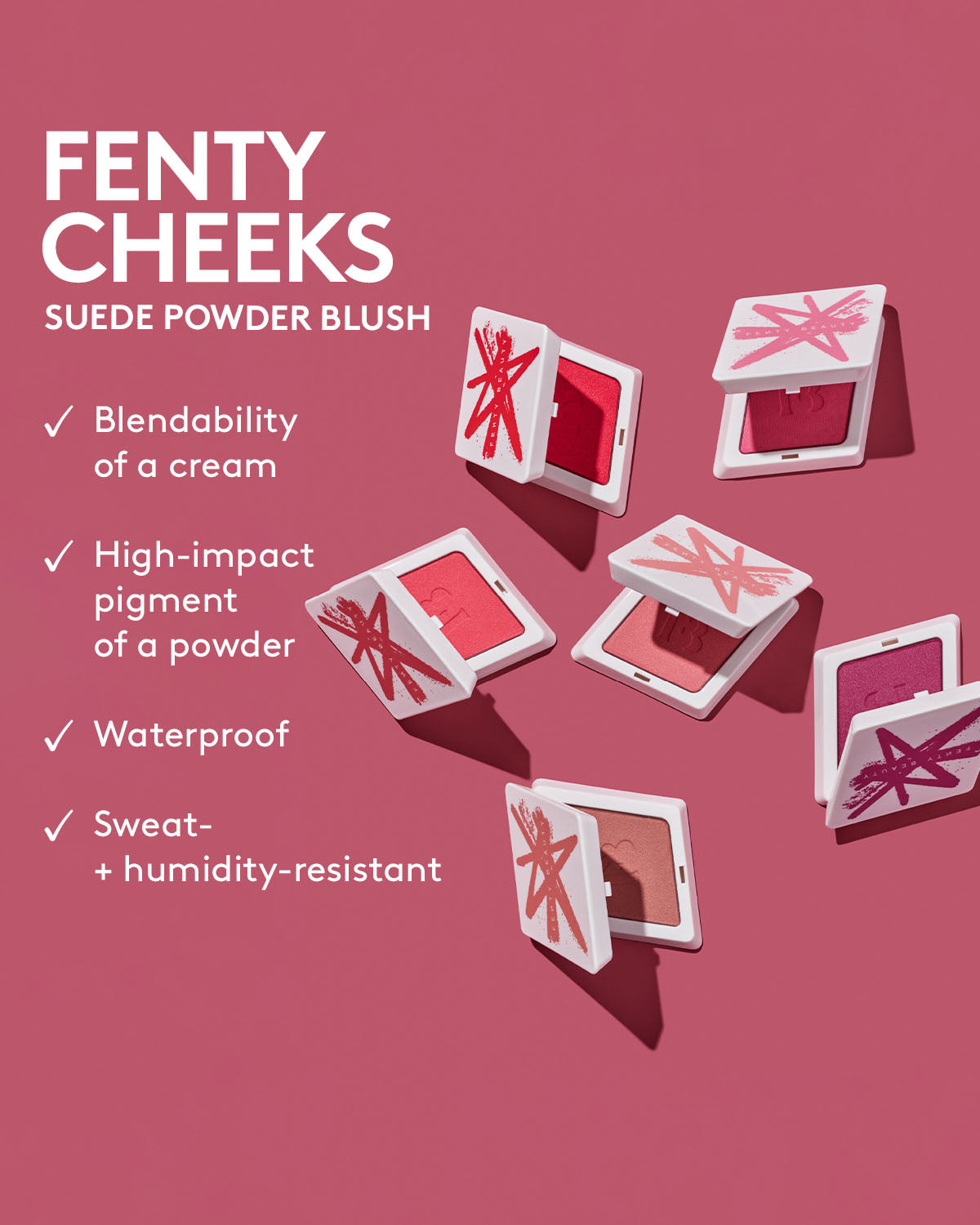 Fenty Beauty Suede Powder Blush — Brickkkk, Matte & Waterproof