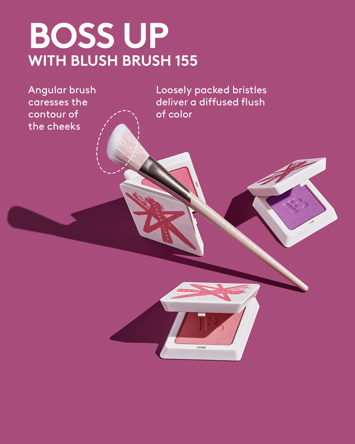 Angled Blush Brush for Airbrushed Cheek Color - Fenty Beauty Duo