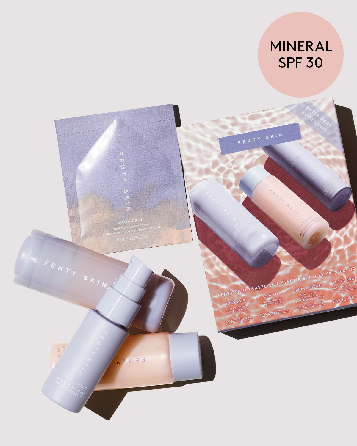 Fenty Skin Travel Set for Dry Skin with SPF – Hydrating Trio