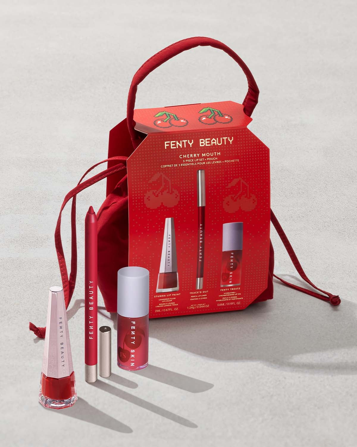 Cherry Lip Set with Lip Oil & Pouch - 3-Piece Limited Edition