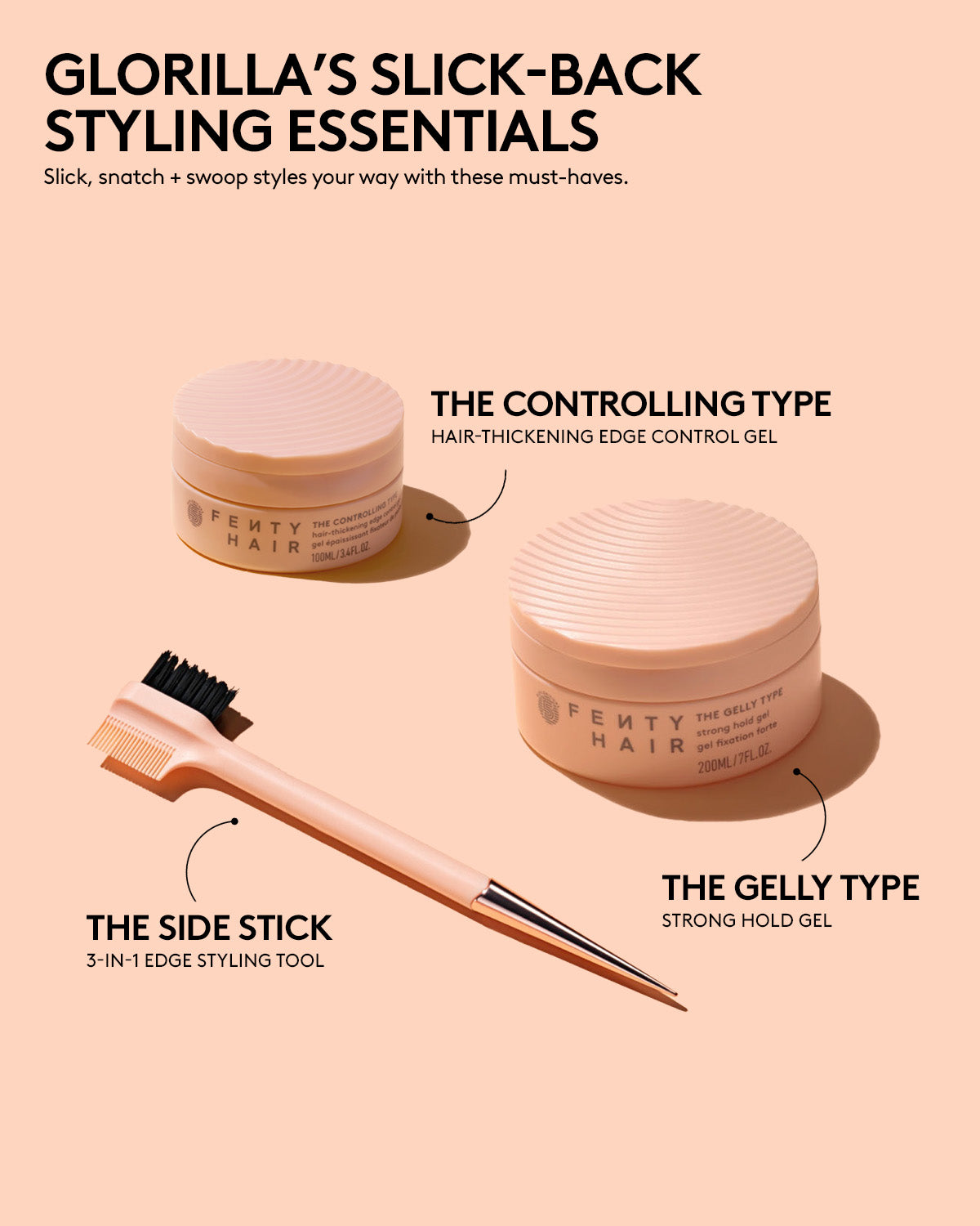 GloRilla Strong Hold & Edge Control Hair Gel Kit for Slick-Back Styles