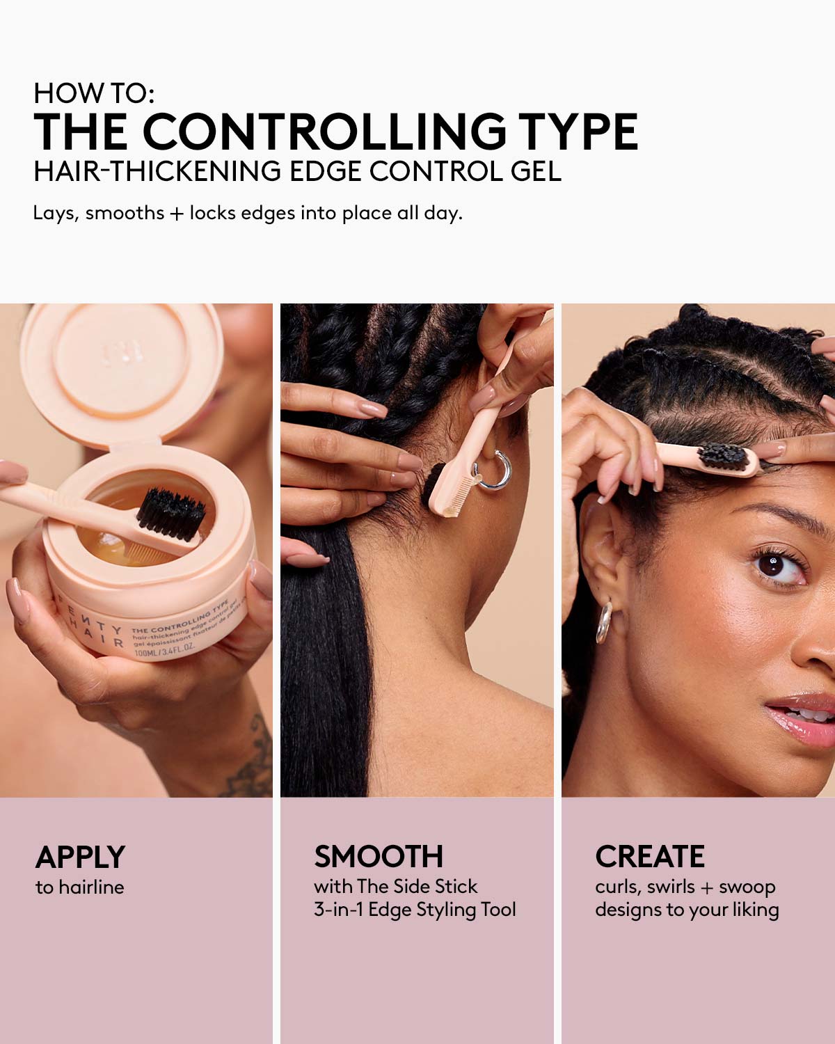 GloRilla Strong Hold & Edge Control Hair Gel Kit for Slick-Back Styles
