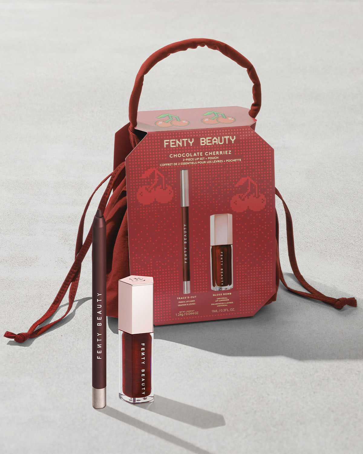 Chocolate Cherriez Lip Gloss & Liner Set with Pouch