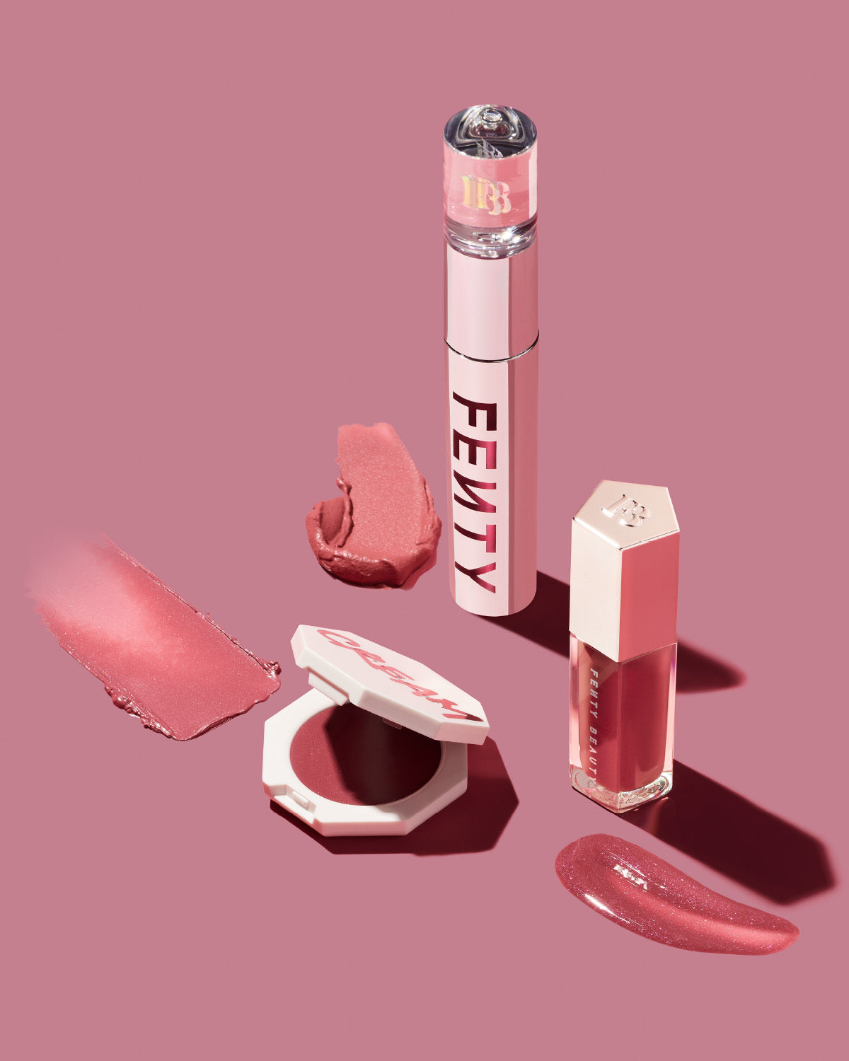 Fenty Beauty Rosy Mauve Makeup Trio - Lipstick, Blush & Gloss Set
